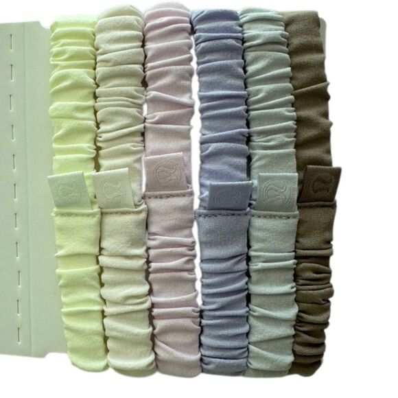 Lululemon Skinny Scrunchies 6 Pack Sheer Oak/Lt Ivory/Pink Org/Elix/Vapor/Lav Fr main image 6